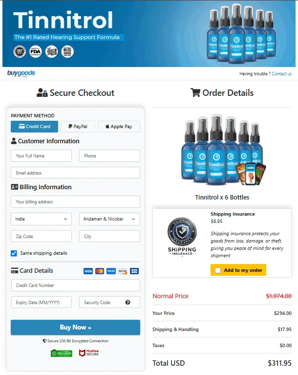 Tinnitrol - Order Page